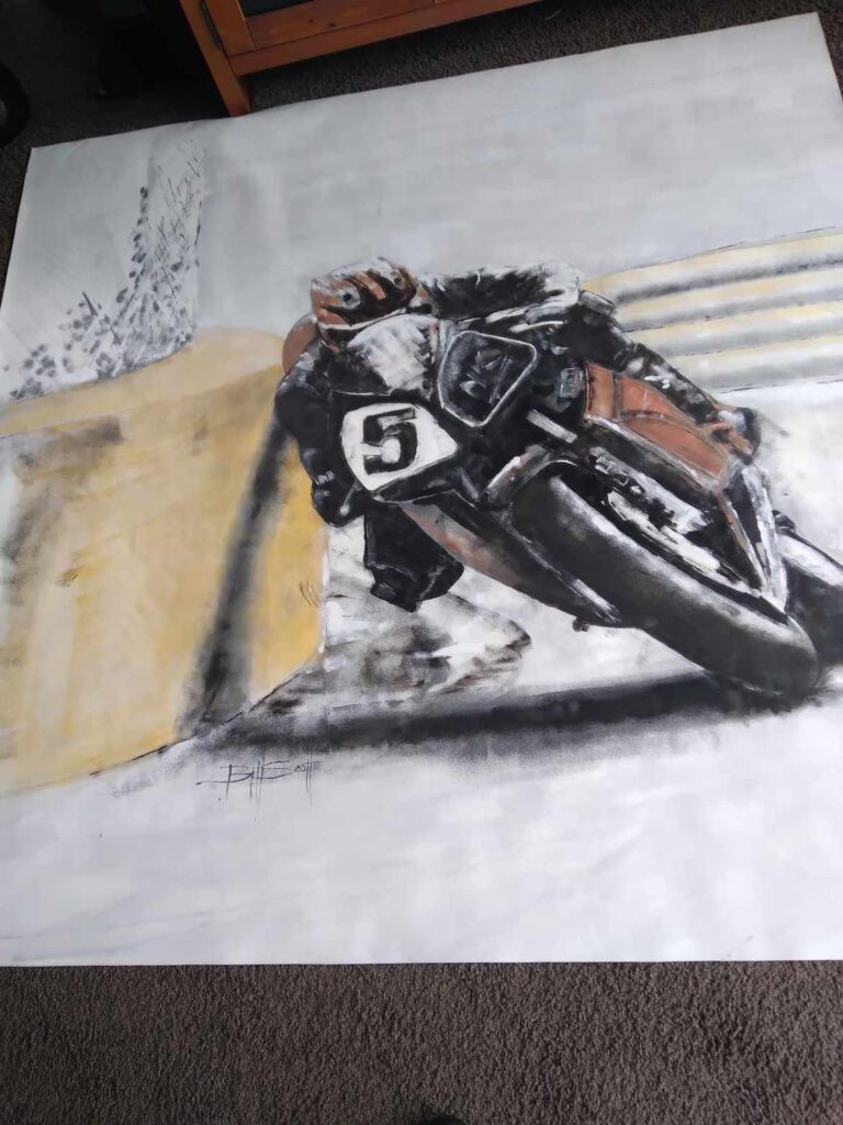 Bill Scott painting for sale | Triumph Owners Motor Cycle Club NZ Inc.