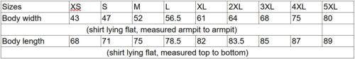 tee shirt sizing